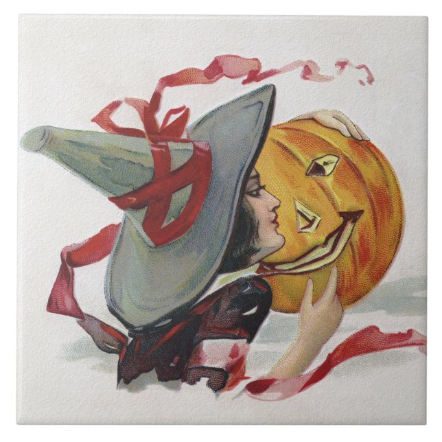 Häxans kyss: en Jack-o-fanrik på Halloween Kakelplatta (Framsidan)