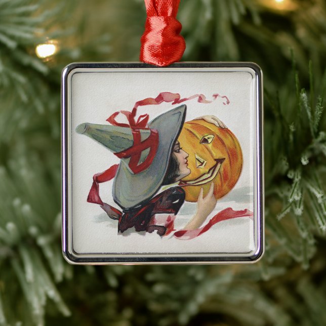 Häxans kyss: en Jack-o-fyrtorn på Halloween Julgransprydnad Metall (Träd)