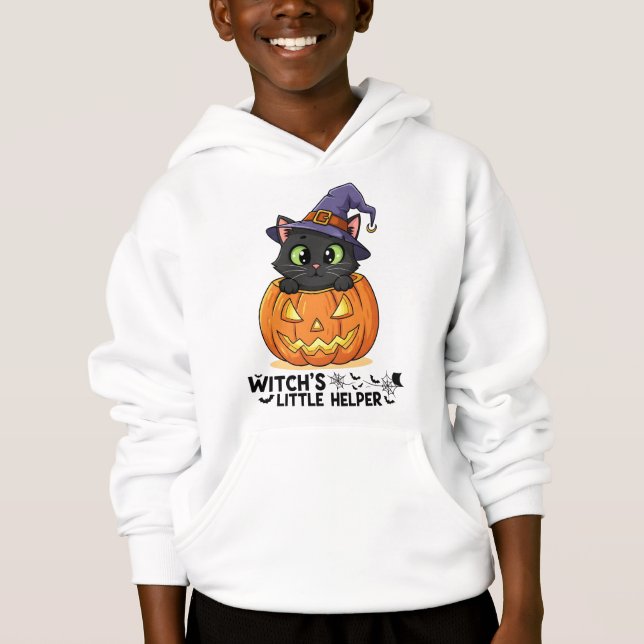 "Häxans lilla hjälpreda" Svart katt T Shirt (Framsida)