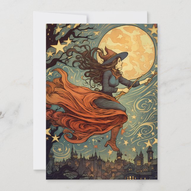 Häxans midnattflykt inbjudningar (Framsida)