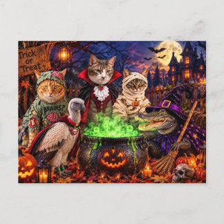 Häxans timme för katter - Halloween vykort