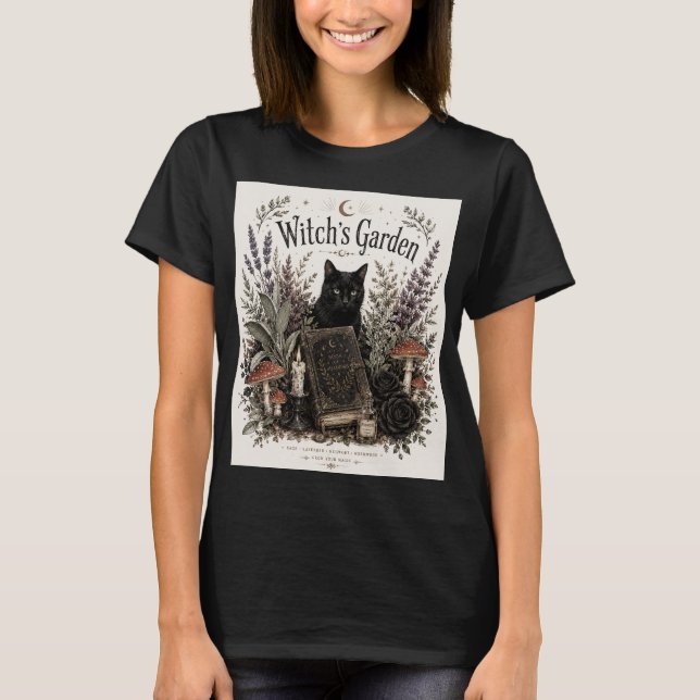 Häxans trädgård Halloween Retro T Shirt (Framsida)