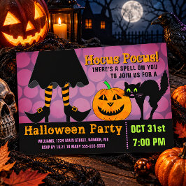 Häxben Pumpa Katt Halloween-fest Inbjudan Vykort