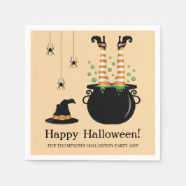 Häxben som sticker ut ur en gryta Halloween Pappersservett