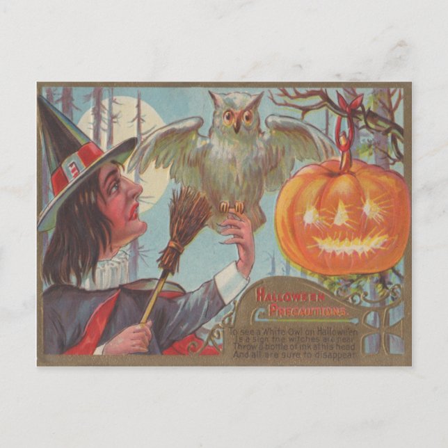 Häxbroom Jack O Lantern Ugglans måne Vykort (Framsida)