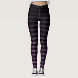 Häxbyxor Svart & Lila Grunge Ombre Ränder Leggings