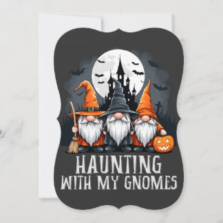 Häxcore Halloween Gnom Trio Hemsökt Slott Julkort