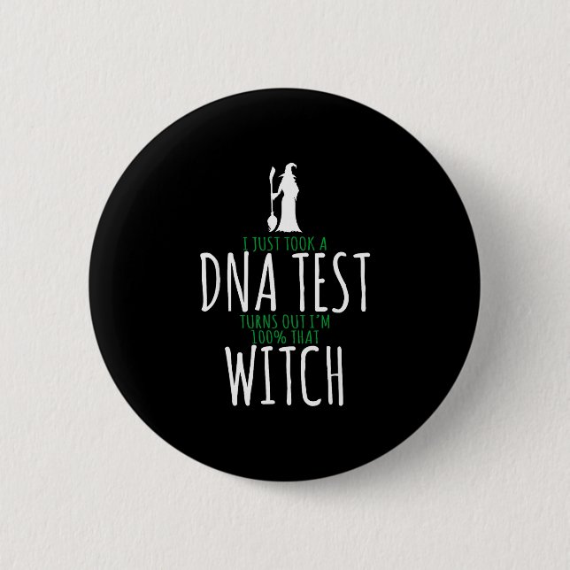 Häxdesign - 100% den häxan - rolig halloween  knapp (Framsida)
