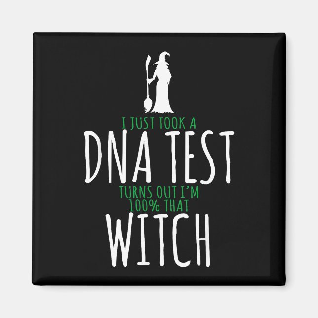 Häxdesign - 100% den häxan - rolig halloween  magnet (Framsidan)
