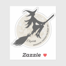 Häxfluga på en broomstick klistermärken