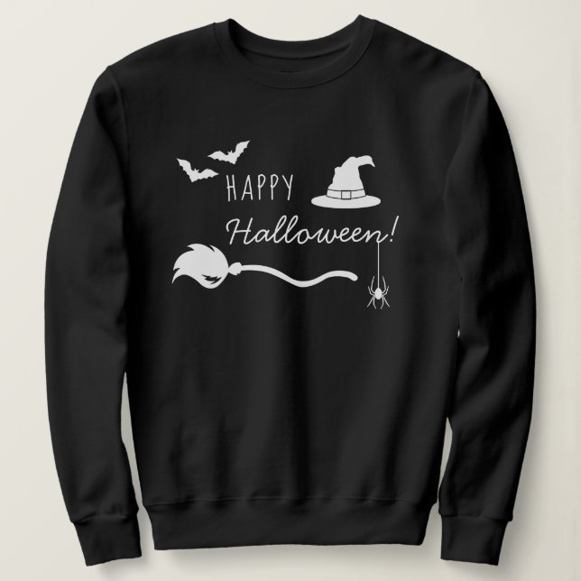 Häxgrejer, spindel, fladdermöss God Halloween-text T Shirt (Design framsida)