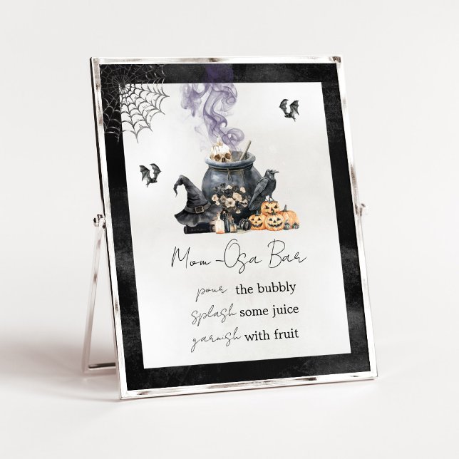 Häxgryta Brygging Mom Osa Bar Skylt (A Baby is Brewing Halloween Baby Shower Mom Osa Bar Sign)