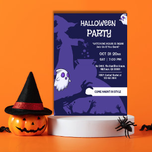 Häxgryta kusliga händer Lila Halloween-fest Inbjudningar