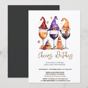 Häxhatt Cocktail Halloween-fest Invitation Inbjudningar