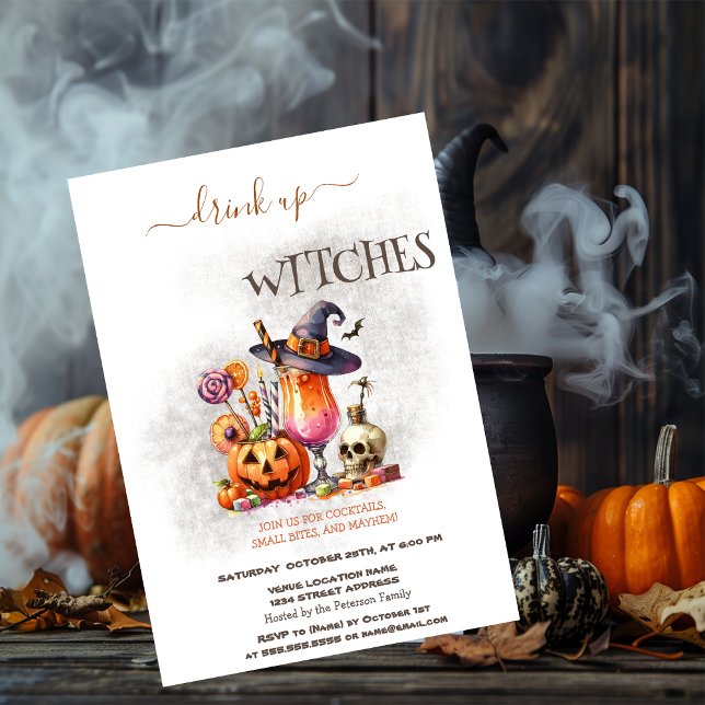 Häxhatt Cocktail Pumpa Halloween Inbjudningar (Skapare uppladdad)