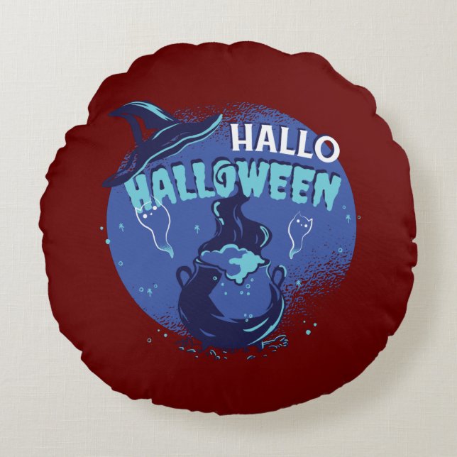 Häxhatt Halloween-design Rund Kudde (Framsidan)