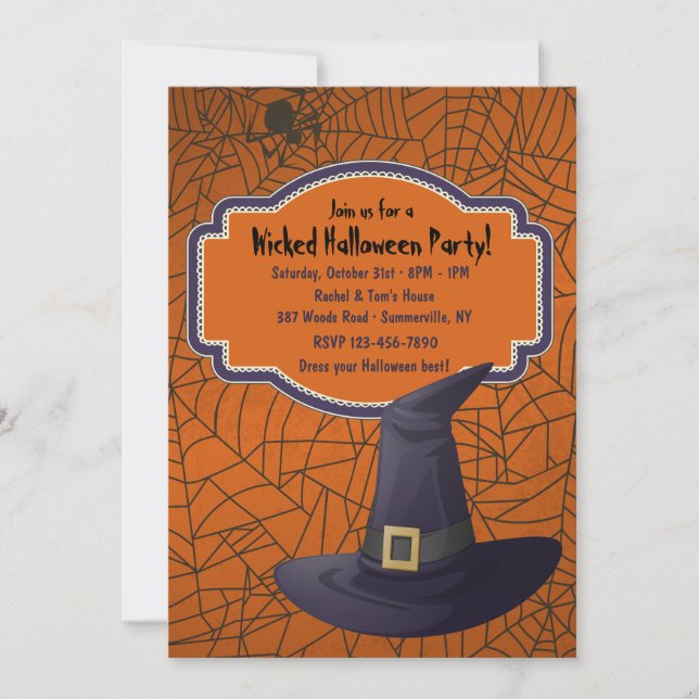 Häxhatt Halloween-inbjudningar Inbjudningar (Framsida)