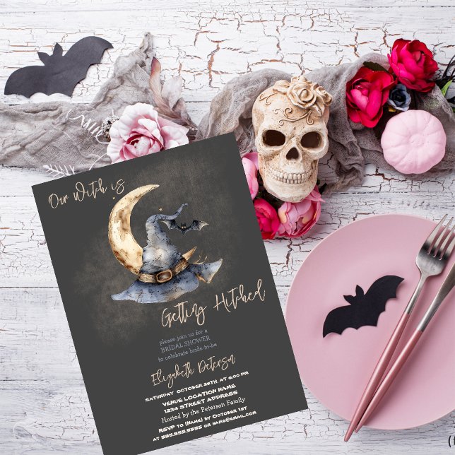 Häxhatt Månad Halloween Mörkt Bröllopsdusch Inbjudningar (Skapare uppladdad)