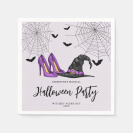 Häxhatt och skor lila kvinnors Halloween-fest Pappersservett