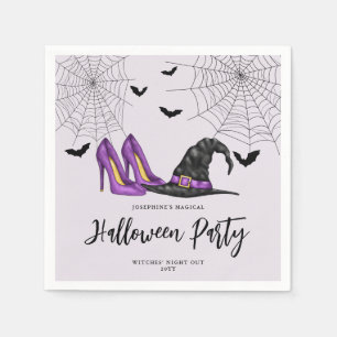 Häxhatt och skor lila kvinnors Halloween-fest Pappersservett