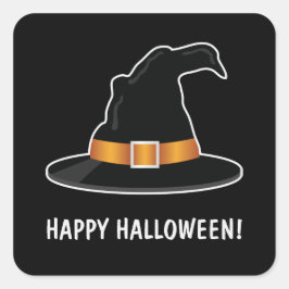 Häxhatt Orange Häxhatt Glad Halloween Svart Fyrkantigt Klistermärke