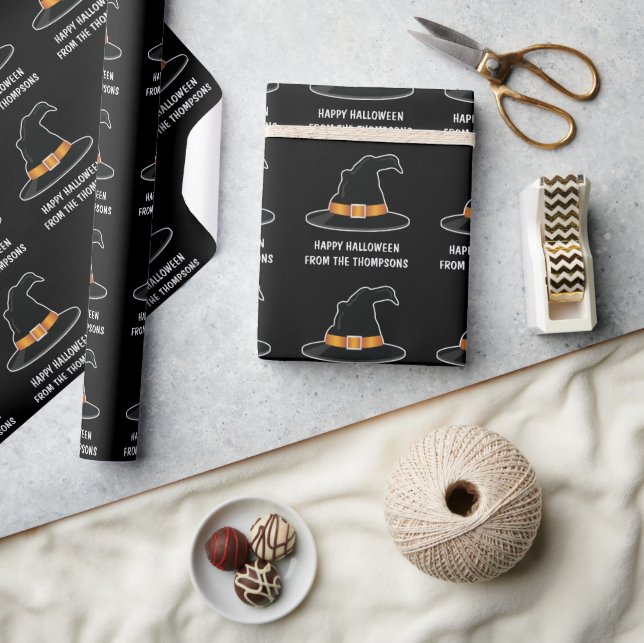 Häxhatt Orange Häxhatt Glad Halloween Svart Presentpapper (Hantverk)