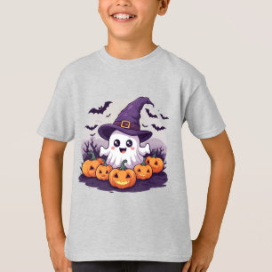 Häxhatt Spöke Med Flygande Fladdermöss För Barn 🎃 T Shirt