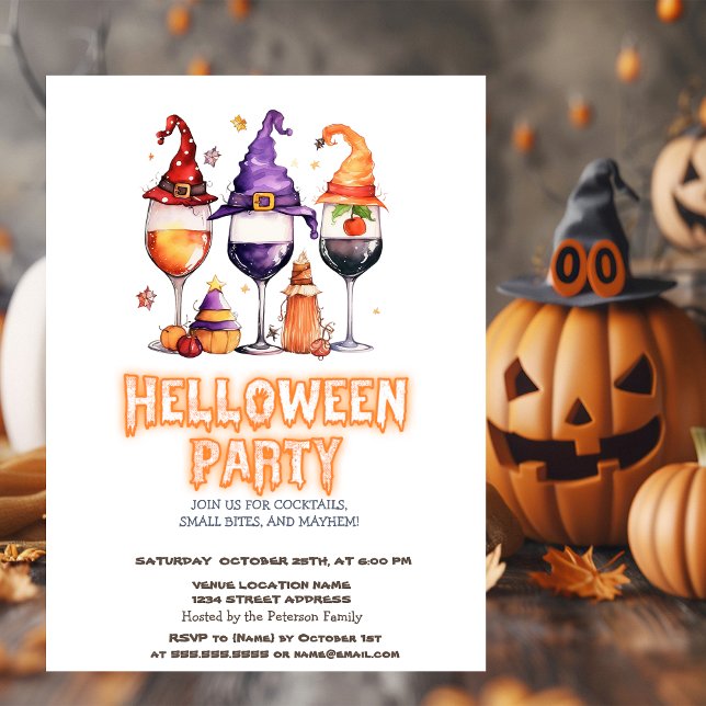 Häxhattvin Halloweenfest-inbjudan Inbjudningar (Skapare uppladdad)