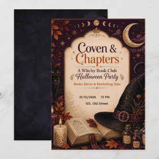 Häxig bokklubb Halloween-fest inbjudan