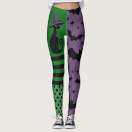 Häxig grön och lila Halloween, svart Leggings