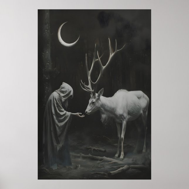 Häxig Hjort Konsttryck, Mörk Halvmåne Poster (Framsidan)