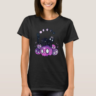 Häxig katt månfaser skallar Halloween kostym De T Shirt