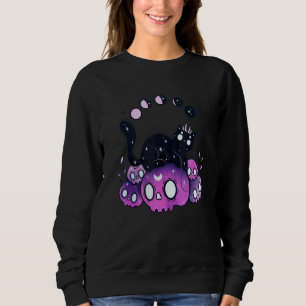 Häxig katt månfaser skallar Halloween kostym De T Shirt