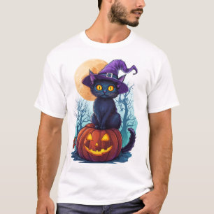 Häxig katt på en pumpa t shirt