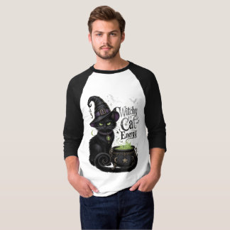Häxig kattenergi T-shirt för män Halloween tee