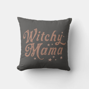 Häxig Mama Guldstjärnor Grå Halloween Kudde