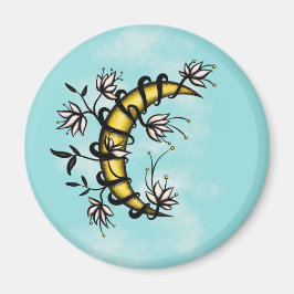 Häxig mån floral boho konst magnet