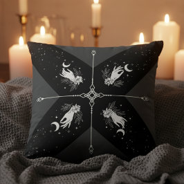 Häxig Noir Celestial Måne Svart och Vitt Kudde