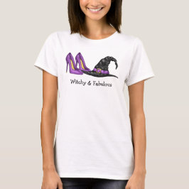Häxig och fantastisk hatt och klackar söta Hallowe T Shirt