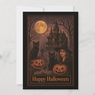 Häxig Spökhus Halloweenfest Inbjudningar
