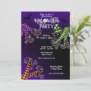 Häxiga Ben Förhäxande Lila Halloweenfest Inbjudningar