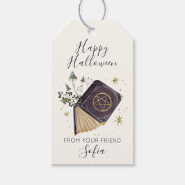 Häxiga bokmärken med lyckönskningar för Halloween Presentetikett