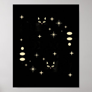 Häxiga månfaser Katt Celestial Svart Katt Konst Fö Poster