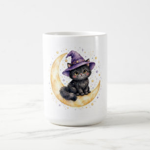 Häxiga Morrhår Svart Katt Halloween Kaffe Mugg