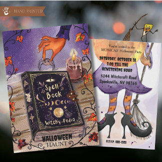 Häxiga Pedia Halloween-fest Invitation -Trollforme Inbjudningar
