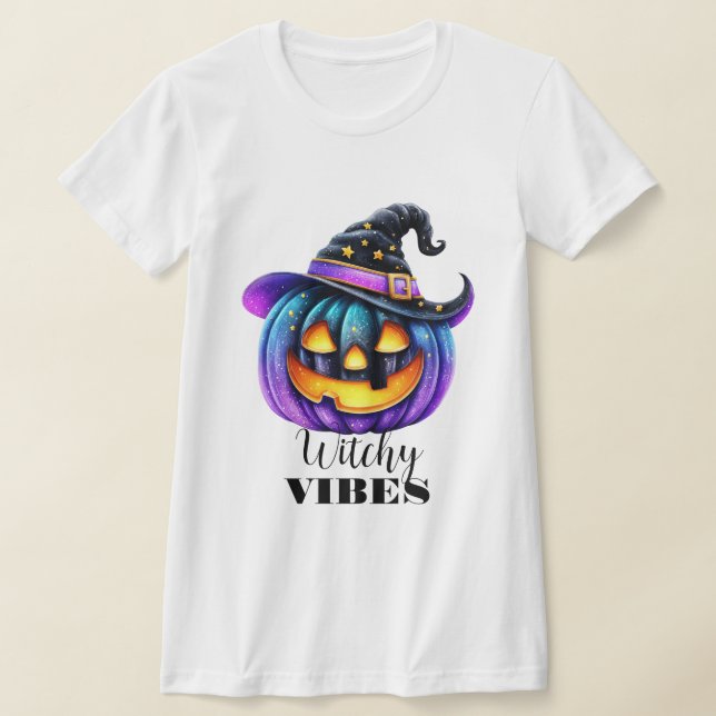 Häxiga vibbar Svart häxjacka o'Lantern  T Shirt (Laydown)