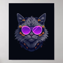 Häxkat Cyberpunk Mecha Neon Affisch