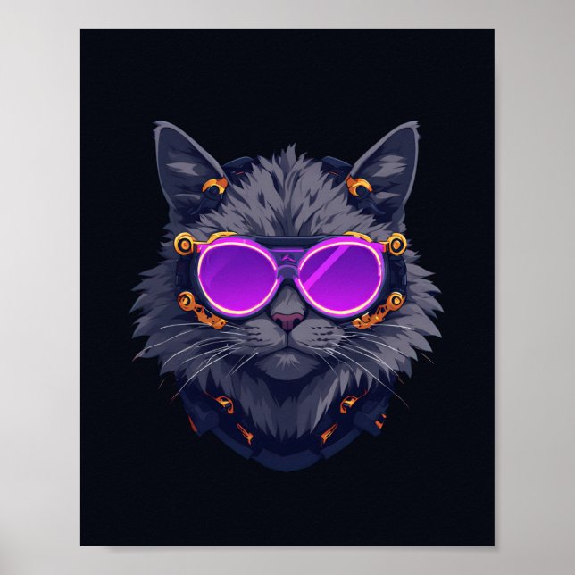Häxkat Cyberpunk Mecha Neon Affisch (Framsidan)