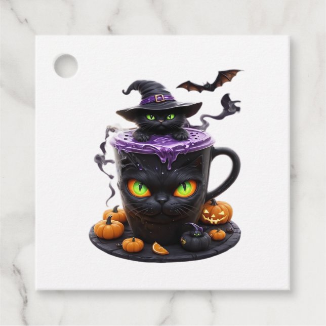 Häxkat Halloween-latte  Kuslig söt kaffe med Gåvor Etiketter (Framsida)