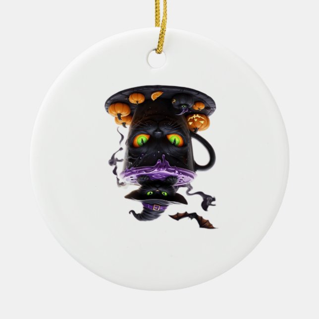 Häxkat Halloween-latte  Kuslig söt kaffe med Julgransprydnad Keramik (Framsidan)